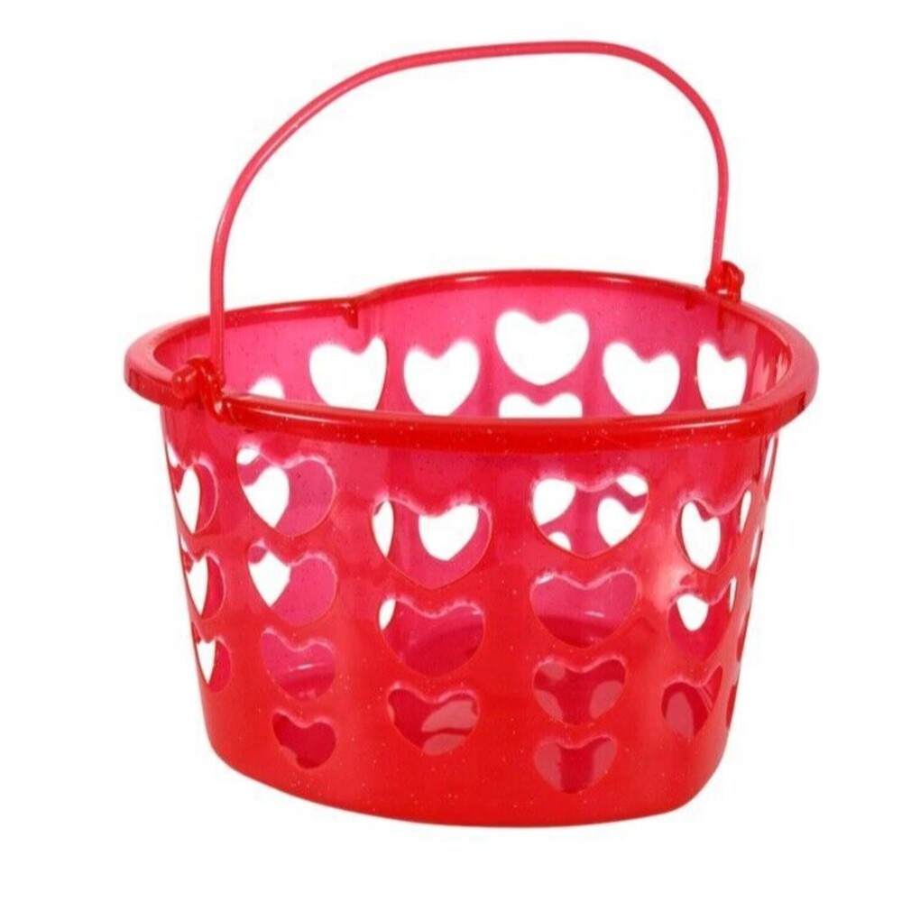 Set 2 Red Heart Shaped Valentines Day Gift Baskets Glitter